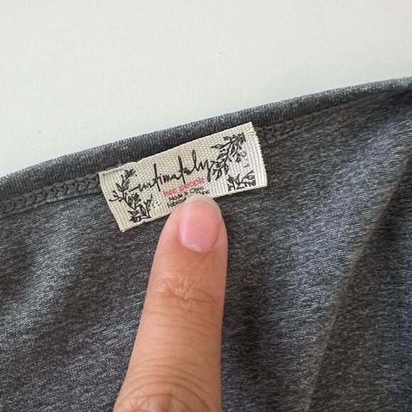 Free People Grey Square Neck Bodysuit L - Picture 2 of 5